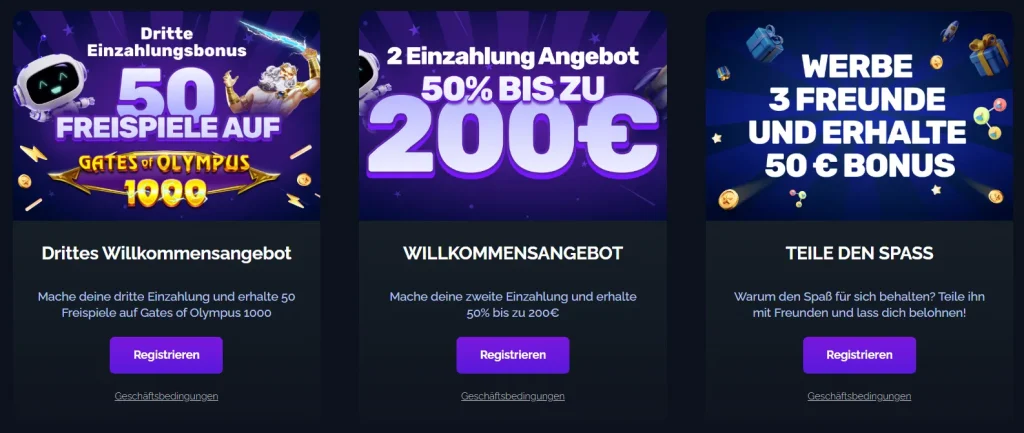 StarsPlay Casino Bonusangebote mit Freispiele auf Gates of Olympus 1000, 50 Prozent Bonus und Freunde werben Bonus