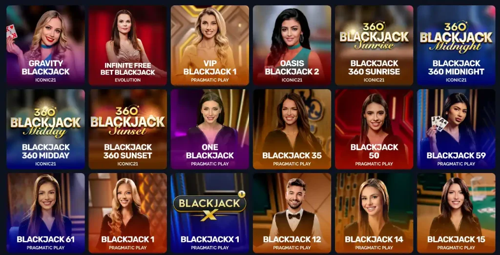 StarsPlay Casino Live Blackjack Spiele Auswahl mit verschiedenen Tischen von Pragmatic Play und Evolution
